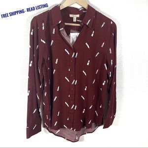Como Blu Burgundy. Lip Stick Top Siz M Stylish